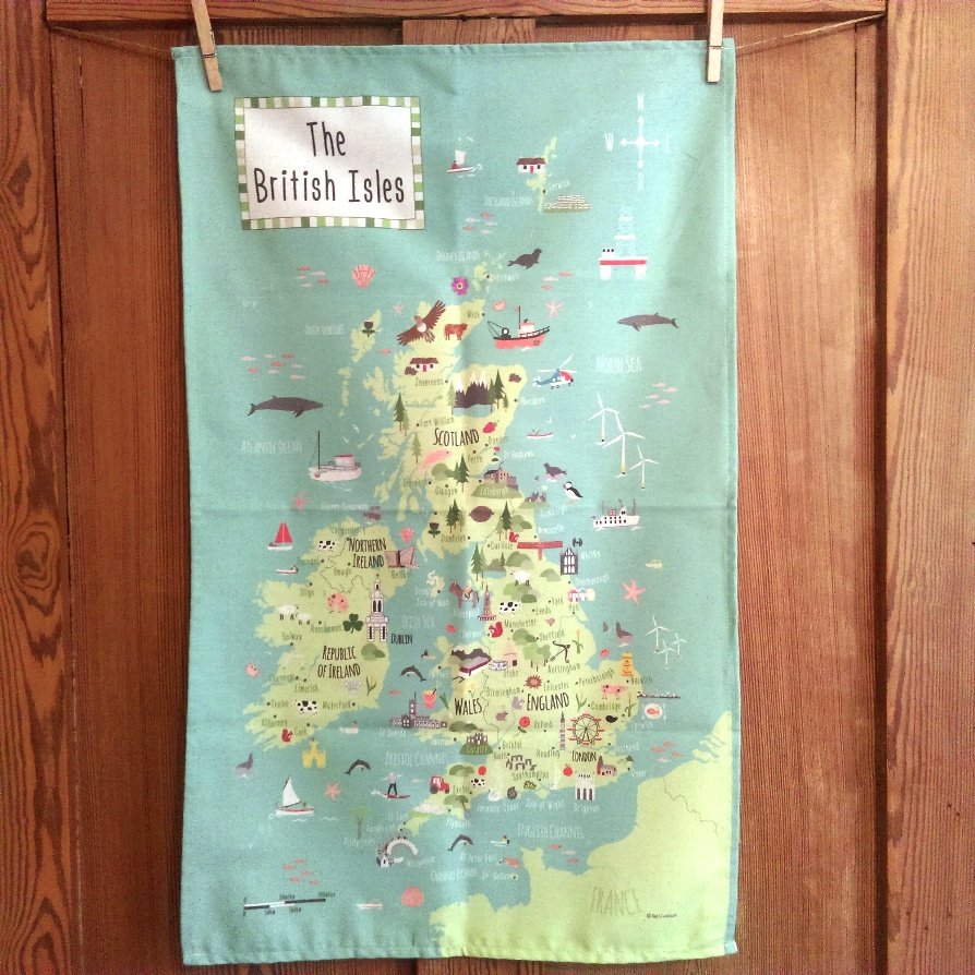 illustrated map of the British Isles tea-towel