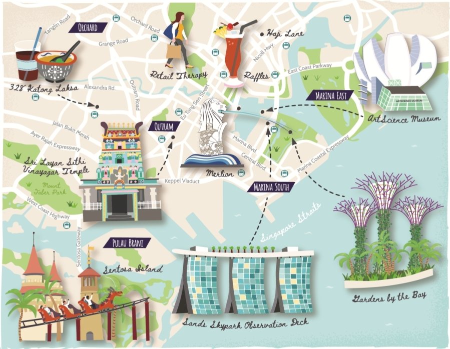 Illustrated map of Singapore