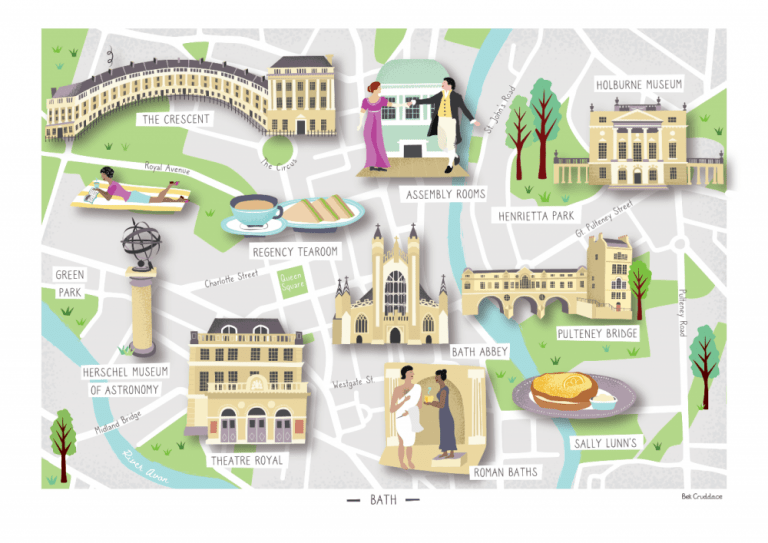 Illustrated map of Bath print - Bek Cruddace Illustration