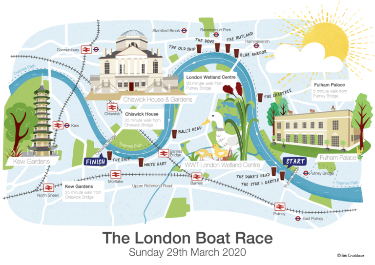 London Boat Race Map Bek Cruddace Illustration