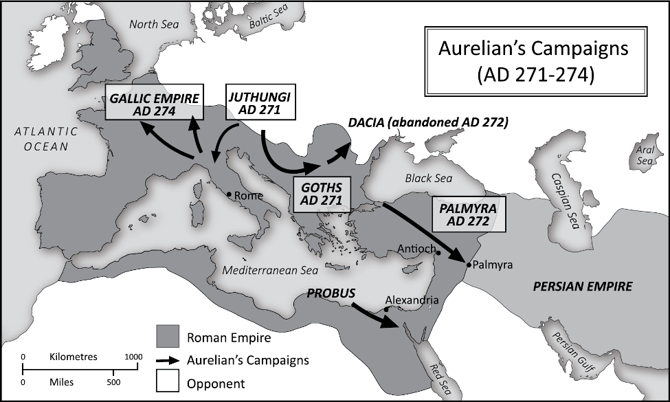 Aurelians campaigns roman map