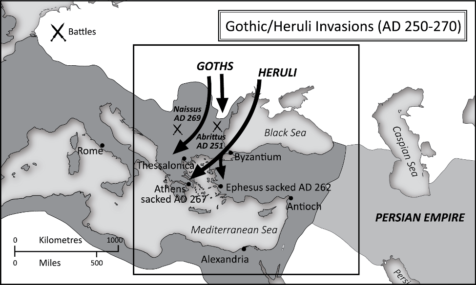 Gothic Heruli invasions roman map